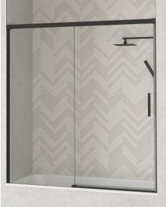 Mampara bañera de 1 fijo 1 puerta | negro mate 140cm
