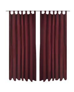 2 cortinas micro-satinadas con trabillas color burdeos, 140 x 225 cm