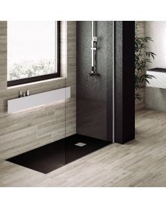 Plato de ducha pizarra pure negro  80x100 cm rejilla acero inox.