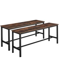 Set de 2 bancos de estilo industrial 108x325x50 cm madera oscura