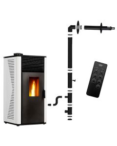 Estufa de pellets anita 12 kw blanco sannover + kit de instalación completo