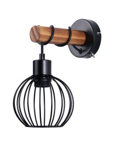 Nettlife aplique pared E27 negro 13x18