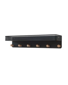 Perchero de pared jäller 6 ganchos metal 60x14x12cm - negro [en.casa]