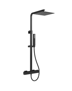 Valaz barra ducha termostática cuadrada ajustable 120cm negro mate - 30cm