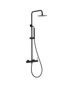 Valaz barra de ducha monomando redonda ajustable 120cm negro mate - 20cm