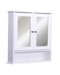 Armario baño con espejo 56x13x58cm mdf, espejo de vidrio color blanco