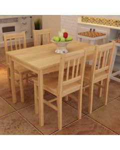 Mesa de comedor y 4 sillasde madera color natural oif686076