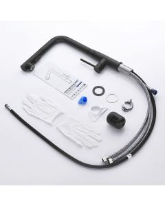 Grifo de cocina negro con ducha extraíble - acero inoxidable - giratorio 36