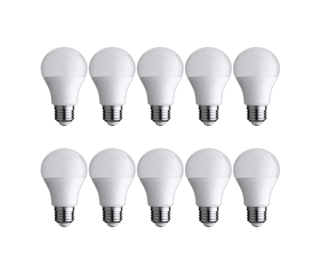 Pack x10 bombillas LED E27 blanco frío 6000k a60, 10w, ángulo apertura 330º