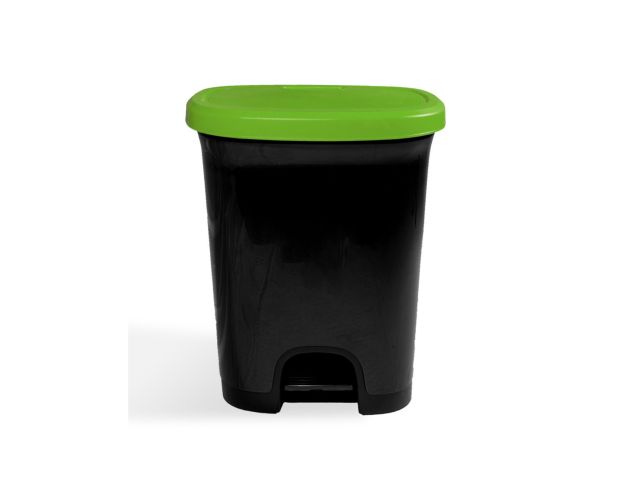 Cubo basura plástico moderno, Apertura con pedal, Cubo reciclar, 50  litros (Negro - Blanco)