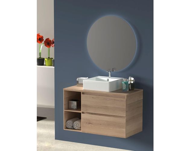Mueble baño con toalleros extraíbles. Diseño nórdico.