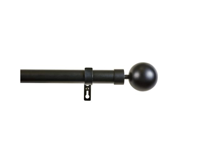Barra para cortinas, barra de metal extensible Esfera Negra, 110 a 200cm