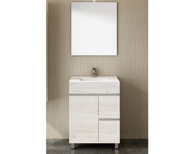 competencia Objetor Sofocante Mueble de Baño ISQUIA incluye lavabo y espejo 60x50Cm Blanco nórdico |  Brico Depôt