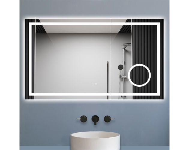 Espejo de baño led 120×70cm + bluetooth + espejo de aumento + regulable