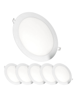 6x downlight LED 18w redondo, de empotrar blanco mate, luz fría 6000k