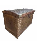 Baúl de madera y metal acabado artesanal marrón 166x94x104h cm