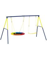 Columpio para bebé 265x160x178 cm acero, tela oxford multicolor aiyaplay