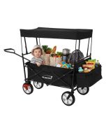 Carro de mano plegable con toldo negro transporte de equipamento playa