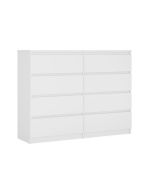 Cómoda demi - 8 cajones - blanco brillante 140 cm