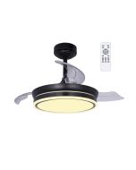 Ventilador de techo retráctil pequeño con luz LED 46w perla mini negro 3cct