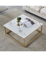 Meubles cosy - mesa de centro cuadrada escandinava metal dorado mármol
