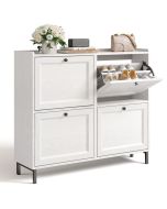 Mueble zapatero compacto - blanco - 99 x 24 x 91 cm
