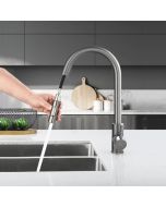Grifo de cocina gris - lonheo - ducha extraíble - mezclador giratorio 360°