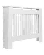 Cubierta para radiador de lamas, tablero mdf, 112 x 19 x 82 cm, blanco