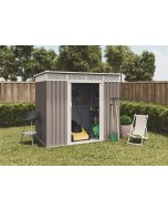 Caseta metálica de jardín 3,02 m2 Wasabi - respiraderos - topo y beige