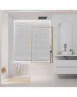 Mampara de bañera abatible 80x140cm marco aluminio madera - vidrio 4mm