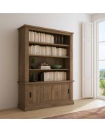 Biblioteca evandro, 2 puertas, madera marrón nogal 122x40x203h cm