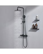 Columna de ducha termostática 38°c set de ducha negro con 3 modos de ducha