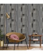 Papel pintado texturizado tnt tablas madera envejecida gris y negro