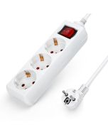 Aigostar regleta 3 enchufes con cable de 1,5 metros e interruptor.blanco