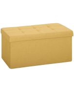Banco de almacenaje lino sintético, tela no tejida color amarillo