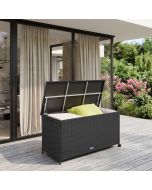 Caja portaobjetos kuusamo, de ratán, con estructura de aluminio y ruedas, n