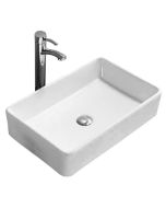 Lavabo cerámico sobre encimera, 61x41x11,5 cm, blanco