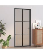 Puerta interior de vidrio y aluminio negro mate 93x201,5 cm wef4328