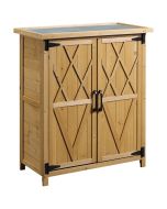 Armario de jardín 75x40x90 cm madera de abeto color marrón Outsunny