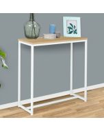 Consola industrial de metal blanco y madera - 80x30x80 cm