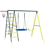 Columpio infantil 267x180x202 cm acero, pe color amarillo Outsunny