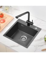 Auralum fregadero de 1 lavabo 45x45x19 cm fregadero de cocina negro de acer