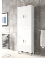 Columna de baño de 2 puertas y 1 cajon 182x60 cm aruba blanco brillo
