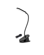 Lámpara LED de lectura con pinza, brazo flexible 360° y 3 modos usb