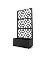 Tabique malja con jardinera acero 190x82x38cm - negro [casa.pro]