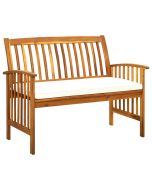 Banco de jardín con cojines 119 cm madera maciza de acacia es5262
