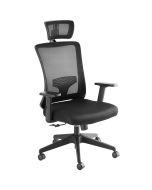 Silla de oficina ergonómica con reposacabezas ajustable, negro