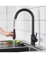 Cecipa grifo de cocina mezclador con ducha extraíble, negro, grifo de cocin