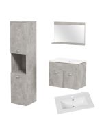 Muebles baño set 30x30x131.5 cm color gris kleankin, hogar - baño