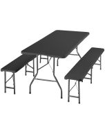 Tectake mesa y bancos camping, polietileno y acero, 180x70x74 cm, antracita